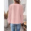 imageWomens Tops Swiss Dot Boho Long Sleeve Shirts V Neck Casual Chiffon Blouses Flowy Lace Hem Cute Clothing Trendy 2026Light Pink