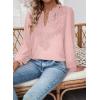 imageWomens Tops Swiss Dot Boho Long Sleeve Shirts V Neck Casual Chiffon Blouses Flowy Lace Hem Cute Clothing Trendy 2026Light Pink