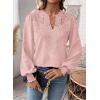 imageWomens Tops Swiss Dot Boho Long Sleeve Shirts V Neck Casual Chiffon Blouses Flowy Lace Hem Cute Clothing Trendy 2026Light Pink
