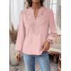 imageWomens Tops Swiss Dot Boho Long Sleeve Shirts V Neck Casual Chiffon Blouses Flowy Lace Hem Cute Clothing Trendy 2026Light Pink