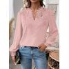 imageWomens Tops Swiss Dot Boho Long Sleeve Shirts V Neck Casual Chiffon Blouses Flowy Lace Hem Cute Clothing Trendy 2026Light Pink