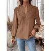 imageWomens Tops Swiss Dot Boho Long Sleeve Shirts V Neck Casual Chiffon Blouses Flowy Lace Hem Cute Clothing Trendy 2026Mocha