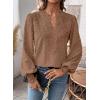 imageWomens Tops Swiss Dot Boho Long Sleeve Shirts V Neck Casual Chiffon Blouses Flowy Lace Hem Cute Clothing Trendy 2026Mocha