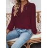 imageWomens Tops Swiss Dot Boho Long Sleeve Shirts V Neck Casual Chiffon Blouses Flowy Lace Hem Cute Clothing Trendy 2026Mulberry