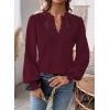 imageWomens Tops Swiss Dot Boho Long Sleeve Shirts V Neck Casual Chiffon Blouses Flowy Lace Hem Cute Clothing Trendy 2026Mulberry