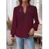 imageWomens Tops Swiss Dot Boho Long Sleeve Shirts V Neck Casual Chiffon Blouses Flowy Lace Hem Cute Clothing Trendy 2026Mulberry
