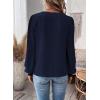 imageWomens Tops Swiss Dot Boho Long Sleeve Shirts V Neck Casual Chiffon Blouses Flowy Lace Hem Cute Clothing Trendy 2026Navy Blue
