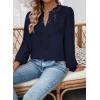 imageWomens Tops Swiss Dot Boho Long Sleeve Shirts V Neck Casual Chiffon Blouses Flowy Lace Hem Cute Clothing Trendy 2026Navy Blue
