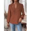 imageWomens Tops Swiss Dot Boho Long Sleeve Shirts V Neck Casual Chiffon Blouses Flowy Lace Hem Cute Clothing Trendy 2026Orange