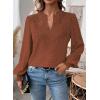 imageWomens Tops Swiss Dot Boho Long Sleeve Shirts V Neck Casual Chiffon Blouses Flowy Lace Hem Cute Clothing Trendy 2026Orange