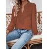 imageWomens Tops Swiss Dot Boho Long Sleeve Shirts V Neck Casual Chiffon Blouses Flowy Lace Hem Cute Clothing Trendy 2026Orange