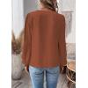 imageWomens Tops Swiss Dot Boho Long Sleeve Shirts V Neck Casual Chiffon Blouses Flowy Lace Hem Cute Clothing Trendy 2026Orange