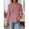 imageWomens Tops Swiss Dot Boho Long Sleeve Shirts V Neck Casual Chiffon Blouses Flowy Lace Hem Cute Clothing Trendy 2026Pink