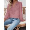 imageWomens Tops Swiss Dot Boho Long Sleeve Shirts V Neck Casual Chiffon Blouses Flowy Lace Hem Cute Clothing Trendy 2026Pink