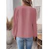 imageWomens Tops Swiss Dot Boho Long Sleeve Shirts V Neck Casual Chiffon Blouses Flowy Lace Hem Cute Clothing Trendy 2026Pink