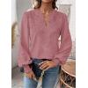 imageWomens Tops Swiss Dot Boho Long Sleeve Shirts V Neck Casual Chiffon Blouses Flowy Lace Hem Cute Clothing Trendy 2026Pink