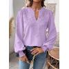 imageWomens Tops Swiss Dot Boho Long Sleeve Shirts V Neck Casual Chiffon Blouses Flowy Lace Hem Cute Clothing Trendy 2026Purple