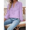 imageWomens Tops Swiss Dot Boho Long Sleeve Shirts V Neck Casual Chiffon Blouses Flowy Lace Hem Cute Clothing Trendy 2026Purple