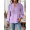 imageWomens Tops Swiss Dot Boho Long Sleeve Shirts V Neck Casual Chiffon Blouses Flowy Lace Hem Cute Clothing Trendy 2026Purple