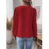 imageWomens Tops Swiss Dot Boho Long Sleeve Shirts V Neck Casual Chiffon Blouses Flowy Lace Hem Cute Clothing Trendy 2026Red