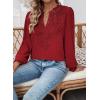 imageWomens Tops Swiss Dot Boho Long Sleeve Shirts V Neck Casual Chiffon Blouses Flowy Lace Hem Cute Clothing Trendy 2026Red