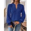 imageWomens Tops Swiss Dot Boho Long Sleeve Shirts V Neck Casual Chiffon Blouses Flowy Lace Hem Cute Clothing Trendy 2026Royal Blue