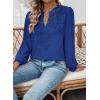 imageWomens Tops Swiss Dot Boho Long Sleeve Shirts V Neck Casual Chiffon Blouses Flowy Lace Hem Cute Clothing Trendy 2026Royal Blue