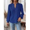 imageWomens Tops Swiss Dot Boho Long Sleeve Shirts V Neck Casual Chiffon Blouses Flowy Lace Hem Cute Clothing Trendy 2026Royal Blue