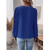 imageWomens Tops Swiss Dot Boho Long Sleeve Shirts V Neck Casual Chiffon Blouses Flowy Lace Hem Cute Clothing Trendy 2026Royal Blue