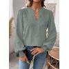 imageWomens Tops Swiss Dot Boho Long Sleeve Shirts V Neck Casual Chiffon Blouses Flowy Lace Hem Cute Clothing Trendy 2026Sage Green