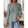 imageWomens Tops Swiss Dot Boho Long Sleeve Shirts V Neck Casual Chiffon Blouses Flowy Lace Hem Cute Clothing Trendy 2026Sage Green