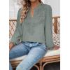 imageWomens Tops Swiss Dot Boho Long Sleeve Shirts V Neck Casual Chiffon Blouses Flowy Lace Hem Cute Clothing Trendy 2026Sage Green