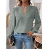 imageWomens Tops Swiss Dot Boho Long Sleeve Shirts V Neck Casual Chiffon Blouses Flowy Lace Hem Cute Clothing Trendy 2026Sage Green