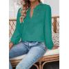 imageWomens Tops Swiss Dot Boho Long Sleeve Shirts V Neck Casual Chiffon Blouses Flowy Lace Hem Cute Clothing Trendy 2026Turquoise