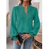 imageWomens Tops Swiss Dot Boho Long Sleeve Shirts V Neck Casual Chiffon Blouses Flowy Lace Hem Cute Clothing Trendy 2026Turquoise