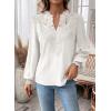 imageWomens Tops Swiss Dot Boho Long Sleeve Shirts V Neck Casual Chiffon Blouses Flowy Lace Hem Cute Clothing Trendy 2026White