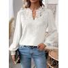 imageWomens Tops Swiss Dot Boho Long Sleeve Shirts V Neck Casual Chiffon Blouses Flowy Lace Hem Cute Clothing Trendy 2026White