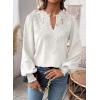 imageWomens Tops Swiss Dot Boho Long Sleeve Shirts V Neck Casual Chiffon Blouses Flowy Lace Hem Cute Clothing Trendy 2026White