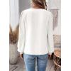 imageWomens Tops Swiss Dot Boho Long Sleeve Shirts V Neck Casual Chiffon Blouses Flowy Lace Hem Cute Clothing Trendy 2026White