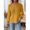 imageWomens Tops Swiss Dot Boho Long Sleeve Shirts V Neck Casual Chiffon Blouses Flowy Lace Hem Cute Clothing Trendy 2026Yellow