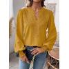 imageWomens Tops Swiss Dot Boho Long Sleeve Shirts V Neck Casual Chiffon Blouses Flowy Lace Hem Cute Clothing Trendy 2026Yellow