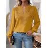 imageWomens Tops Swiss Dot Boho Long Sleeve Shirts V Neck Casual Chiffon Blouses Flowy Lace Hem Cute Clothing Trendy 2026Yellow