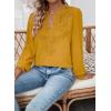 imageWomens Tops Swiss Dot Boho Long Sleeve Shirts V Neck Casual Chiffon Blouses Flowy Lace Hem Cute Clothing Trendy 2026Yellow