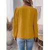 imageWomens Tops Swiss Dot Boho Long Sleeve Shirts V Neck Casual Chiffon Blouses Flowy Lace Hem Cute Clothing Trendy 2026Yellow