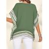 imageFalechay Womens Casual V Neck Floral Tops Batwing Sleeve Blouse Loose Fitting Shirts Boho Flowy Side Slit TeesArmy Green