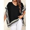 imageFalechay Womens Casual V Neck Floral Tops Batwing Sleeve Blouse Loose Fitting Shirts Boho Flowy Side Slit TeesBlack
