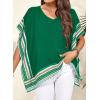 imageFalechay Womens Casual V Neck Floral Tops Batwing Sleeve Blouse Loose Fitting Shirts Boho Flowy Side Slit TeesClover Green