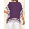 imageFalechay Womens Casual V Neck Floral Tops Batwing Sleeve Blouse Loose Fitting Shirts Boho Flowy Side Slit TeesDark Purple