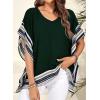 imageFalechay Womens Casual V Neck Floral Tops Batwing Sleeve Blouse Loose Fitting Shirts Boho Flowy Side Slit TeesGreen