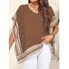 imageFalechay Womens Casual V Neck Floral Tops Batwing Sleeve Blouse Loose Fitting Shirts Boho Flowy Side Slit TeesMocha